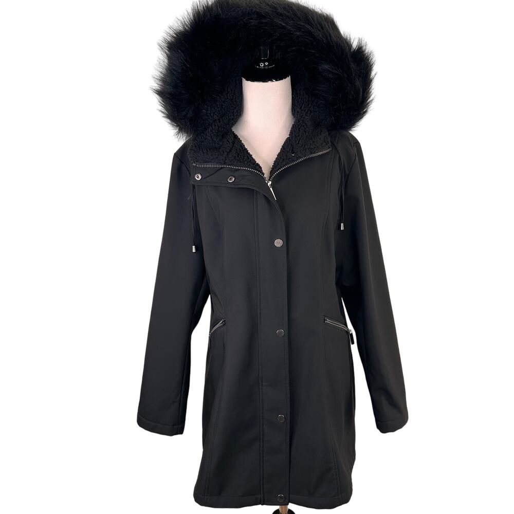 French Connection Women's Black Sherpa Lined Jacket Size Large